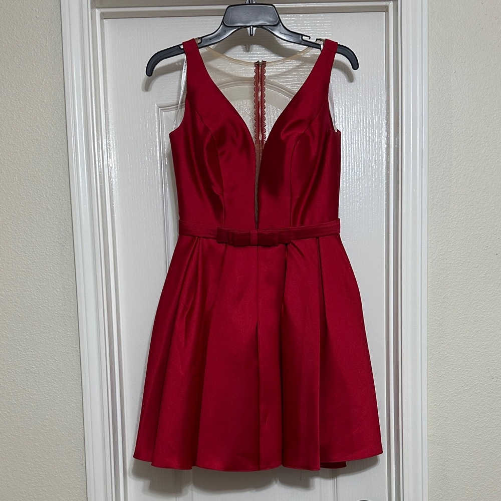 Sherri Hill Red Sleeveless Homecoming Dress